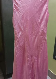 Pink,Satin Gown Katdana Work.