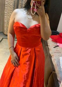 Stunning Orange Strapless Gown