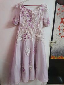 Stunning Lilac Embroidered Gown
