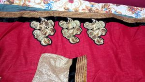 Stunning Sequin Blouse with Red Saree