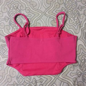 Vibrant Pink Corset Style Crop Top