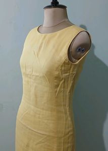 Brandon Maxwell Yellow Linen Midi dress