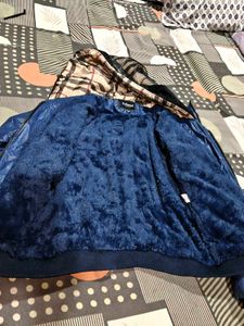 Blue Quilted Puffer Jacket hoody imported winters
