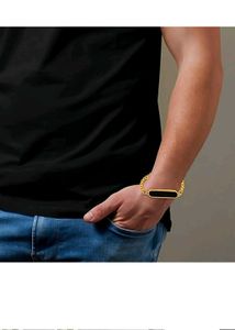 Customized Gold Chain Bracelet with Black Accent