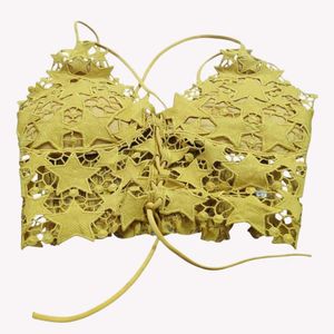 Yellow Star Lace-Up Crop Top