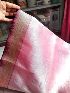 🌙Elegant Lilac Saree with Gold Border+ Blouse 🌙