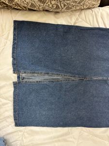 Long denim skirt with pockets