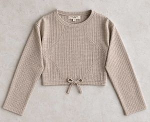 IVORY RIBBED CROPPED SWEATER
