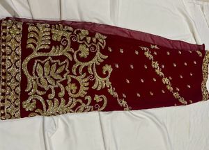 Y2K Exquisite Red Embroidered Saree without blouse