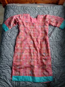Elegant Pink &amp; Blue Kurta Set with Dupatta