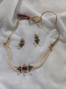 Elegant Pearl Choker Necklace Set