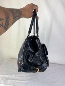 Y2K Anne Klein Croc-Embossed Shoulder Satchel