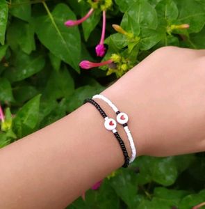 His &amp; Hers Couple Beaded Matching Heart Bracelets