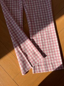 Zara Pink Straight Plaid Pants