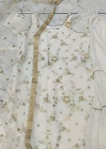 White Party Wear Sharara Suit Set with Dupatta