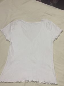 Ribbed V-Neck Button Up Top