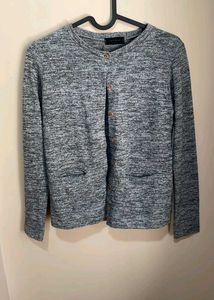 Gray Marled Knit Cardigan