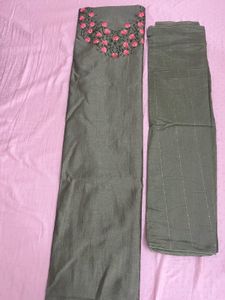 Embroidered Kurta with dupatta &amp; pyjami fabric