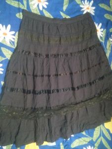 Black Tiered Skirt with Embellishments