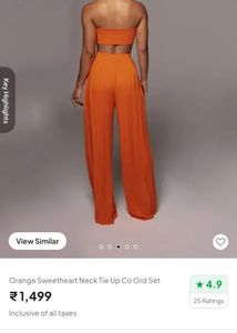 Orange Sweetheart Neck Co-ord Set