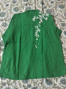 Westside Muslin Embroidered Green shirt