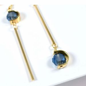 Elegant Gold Dangle Earrings with Blue Stone