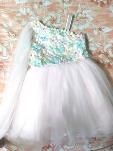 Adorable Flower Embellished Party Dress