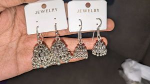 Oxidized Jhumka Earrings Set