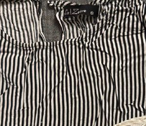 Chic Striped Eyelet Sleeve Top