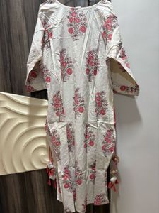 Beautiful Floral Print Kurta with tassels