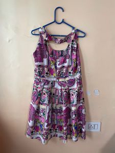 Vibrant Pink Ethnic Print Dress