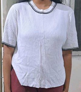 Ribbed Knit Crew Neck Top