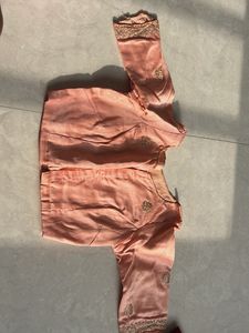 Maroon Silk Saree with peach blouse