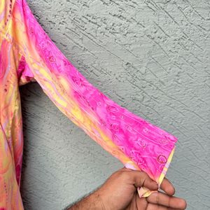 Vibrant Pink &amp; Orange Tie-Dye Kurta