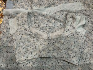 Elegant Grey Printed Blouse &amp; Saree