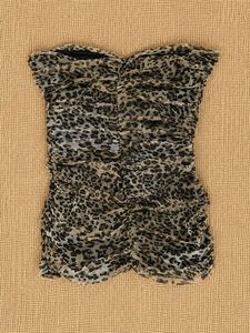 Sheer Ruched Leopard Print Top