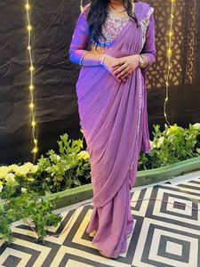 Elegant Purple Saree with Blouse