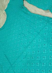 Teal Textured Kurta with salwar