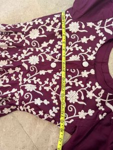 chikankari stitch kurta purple