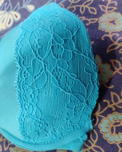 New Beautiful Blue Padded Bra With Front Opening.