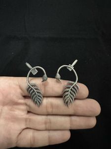 Oxidised Feather Earrings