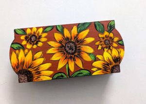 Hand-Painted Sunflower Wooden Box