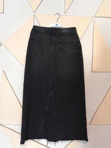 Black Denim Maxi Skirt and bow top