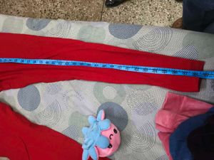 Red Cotton Leggings in 32 waist