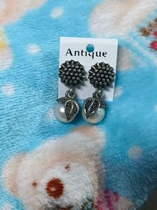 Oxidized Jhumka Earrings with Pearl