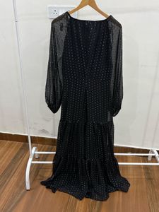H&amp;M Lurex Metallic Threadwork Black Maxi DRESS