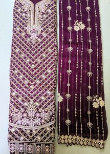 Beautiful Semi Stitched Suit Stones Work