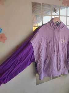 Purple &amp; Lilac Contrast Sleeve Backless Hoodie