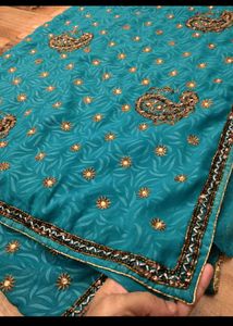 y2k Paisley sea green zari work Saree