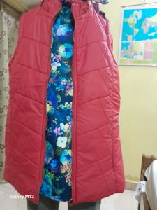 Reversible Padded Vest with Fur Hood